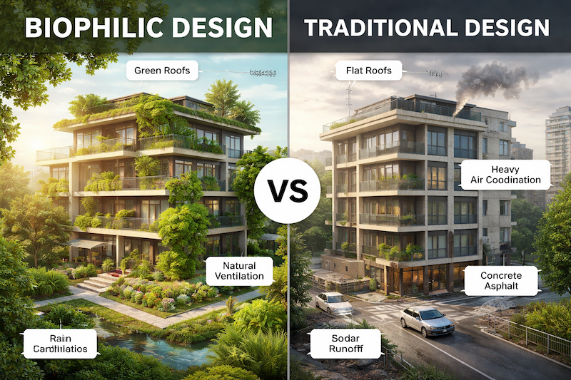Biophilic Vs Tradition Architecture Image
